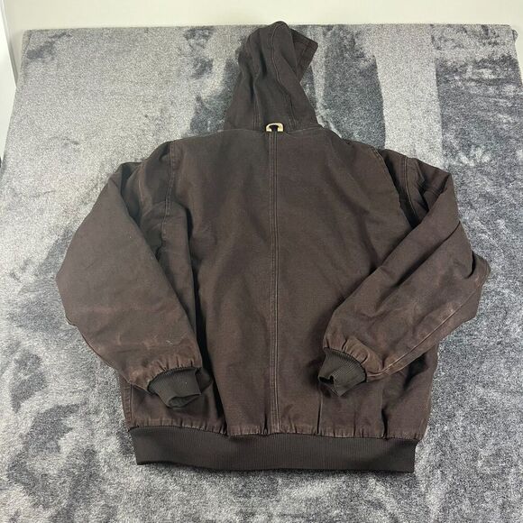 Berne Canvas Hooded Fleece Lined Full Zip Jacket Brown Men's XL Workwear - Picture 10 of 13